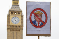 Britanija JAV Trumpas Vizitas Protestas