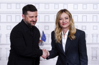 Karas Ukraina Rusija Italija Zelenskis Meloni Bendradarbiavimas