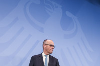 Vokietija Merzas E5 Prancūzija Italija Britanija Lenkija Tuskas NATO Rutte JAV Trumpas