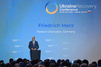 Lenkija Ukraina Vokietija Merzas atstatymo konferencija Rusija nelaimės