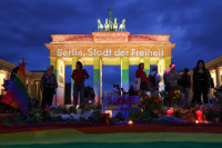 Vokietija Berlynas Brandenburgo Vartai LGBTQ Renginys Išpuolis Šviesos