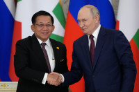 Putinas Rusija Mianmaras Min Aung Hlaingas